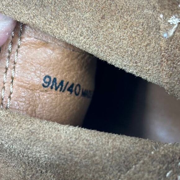 Lucky Brand Ankle Bootie Size 9 Camel Tan Suede Leather Pull On Rhetty Boots - Picture 11 of 11